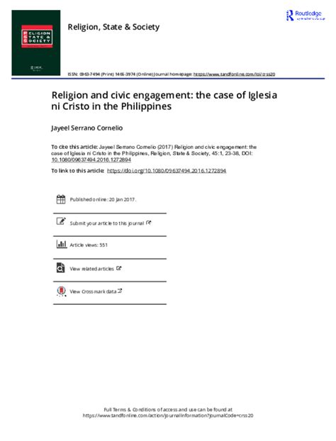 Religion and civic engagement: the case of Iglesia ni Cristo in the .